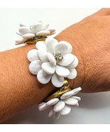 J Crew Bracelet, Chunky White Flower Clusters With Rhinestone Center. 7.25” - $14.99