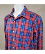 CHUBBIES The No Tuck Shirt Mens XL Red Blue Plaid Long Sleeve Button Dow... - £18.94 GBP