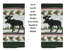 KAY DEE DESIGNS &quot;Woodland Moose&quot; R4220 Two Dual Purpose Terry Towels~16&quot;x26″ - £12.53 GBP