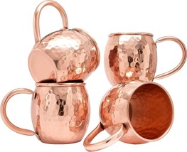 Moscow Mule Mugs Mugs Gift Set – 100% Pure Hammered Copper Barrel Mugs Set of 4 - $35.49