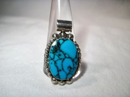 Sterling Silver Mexico Deep Blue Turquoise Pendant K424 - £93.87 GBP