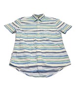 Tommy Hilfiger Shirt Men&#39;s Large Multicolor Striped Cotton Custom Fit Bu... - £18.63 GBP