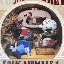 Country Charm Folk Animals Patchwork Pattern Donna Gallagher Cat Duck Pig VTG 83 - £4.53 GBP