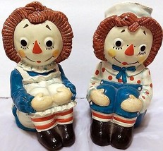 Vintage Raggedy Ann &amp; Andy Book Ends Rag Doll 1970 Japan Doll Gruelle SEE VIDEO - £78.21 GBP