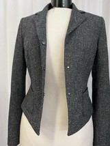 Tahari Black Tweed Crop Snap Front Blazer Size 4 - $39.64 CAD
