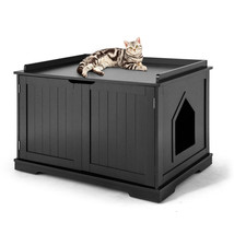 Costway Cat Litter Box Wooden Enclosure Pet House Washroom Storage Bench... - $174.13