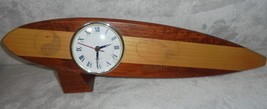 Vintage Wood Surfboard Clock Engraved With Hawaii Map &amp; Ying Yang Town &amp;... - $19.68