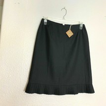 Ann Taylor LOFT Womens Sz 10 P Black Skirt Ruffled Hem Below Knee - $9.15