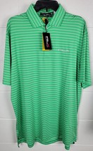 NWT Ralph Lauren RLX Green White Stripe Polo Golf Shirt UV Protection M - £35.56 GBP