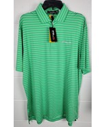 NWT Ralph Lauren RLX Green White Stripe Polo Golf Shirt UV Protection M - £35.04 GBP