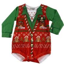 Faux Real Childs Baby 18M Christmas One Piece Long Sleeve Photo Realistic Snap - £11.97 GBP