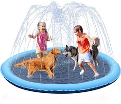 Splash Pad - Splash Pad for Dogs and Kids, Dog Splash Pad 67&quot;, Inflatable - Navy - £10.82 GBP