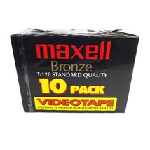 Maxell VHS Video Cassette 6 Hour Standard Grade Bronze T-120 Blank Tapes 10 Pack - £26.57 GBP