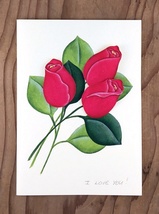 Love You Large Rosebuds in Acrylics Greeting Card - £7.63 GBP