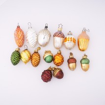 Lot Vintage Glass Christmas Ornaments Multi Color Acorn Pinecone Frosted Glitter - £79.00 GBP