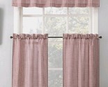 No. 918 ~ 3-Piece Valance &amp; Tiers Curtain Set ~ Red &amp; White Farmhouse Plaid - $37.40