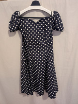 Vintage LAURA ASHLEY Dress 12 Corset Black White Polka Dot Rockabilly Pi... - $77.40