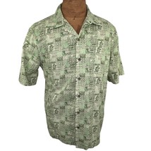 LL Bean Green Hawaiian Aloha Tropical Shirt Mens Medium Traditional Fit - $29.69