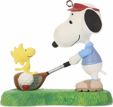 Hallmark 2019 Peanuts Spotlight On Snoopy GOLFER SNOOPY &amp; Woodstock Ornament - £14.34 GBP
