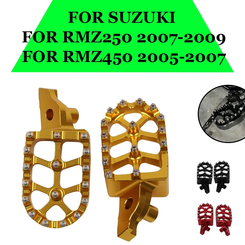 Motorcycle Accessories CNC Foot Pegs Footpeg Pedals FootRests For SUZUKI RMZ250 - £27.54 GBP+