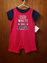 Celebrate! Patriotic Red &amp; Blue &quot;Red White and Brave&quot; Infant One Piece 6... - $11.43