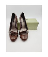 Clarks Artisan Women Brown Floral Leather Heel Shoe loafes Sz 9W Brazil ... - $624.45 MXN