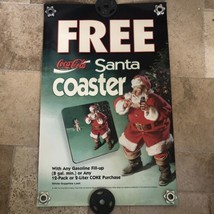 Rare Coca Cola Coke Free Coaster Poster Large Gas Station Santa 44” X 28... - £35.20 GBP