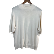 Lands End Sweater Womens 18 20 Cream Silk Cashmere Short Sleeve Mock Nec... - £23.52 GBP