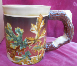 Wild W Ings Coffee Mug 16 Oz New Box Cup 3D Autumn Leaves Fall Oak Branch - £23.73 GBP