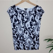 Talbots | Navy &amp; White Paisley Lightweight Knit Top, womens size small - £17.01 GBP