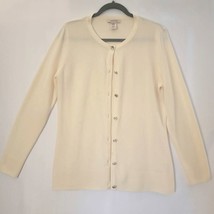 Covington Womens Cardigan Sweater Size Large Creamy White Silver Buttons - £10.62 GBP
