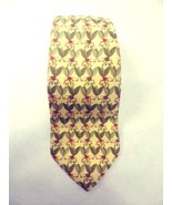 Jim Thompson Mens 100% Silk Tie Yellow Green Leaf with Elephants - £24.55 GBP