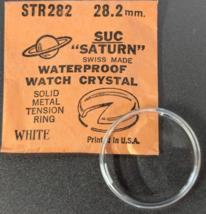 NEW SUC SATURN WHITE TENSION RING ROUND ACRYLIC WATCH CRYSTAL WATERPROOF... - $12.86