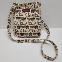 Bungalow 360 Cats Crossbody Purse Bag Pockets Canvas Adjustable Strap  - £17.13 GBP