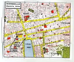 Hotel De Geneve Unusual Folding Map of Marseille France - $13.86