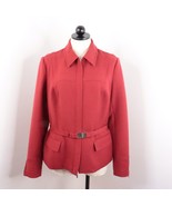 MAG by Magaschoni Women&#39;s 12 Red Wool Silk Blend Knit Belted Jacket - £20.60 GBP