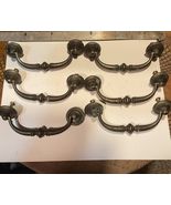 Lot 6 Swing Type Draw Pulls 5” Handles Brass Tone Mount Holes 4.25” Apart - $42.22 CAD