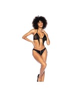 Fringe Halter Top &amp; Open Back Bottom w/Front Zipper Black  - $41.00 CAD