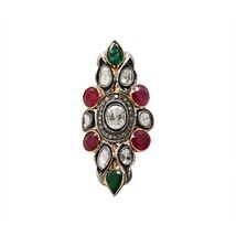 Émeraude Naturel Rubis Polki Victorien Bague Argent Véritable Diamant - $1,131.36