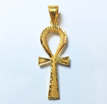 Egyptian Handmade Ankh Cross Key of Life 18K Yellow Gold Pendant 4 Gr - $504.40