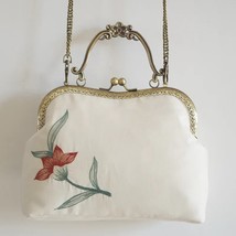 Aesthetic Cottage Kisslock  Embroidery Handbag Vintage Handmade Crossbody Bag fo - £144.15 GBP