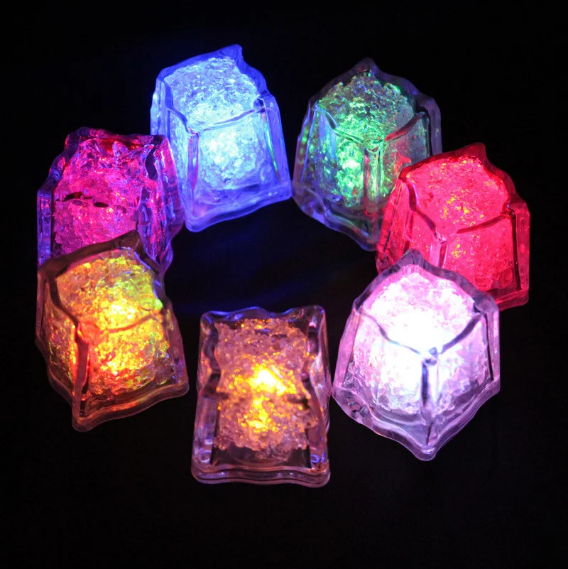 Play Colorful Luminous Ice Block Wine GlA Decoration LED Fluorescent Light Block - £23.18 GBP