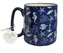 Bella 10 Strawberry Street Nautical Coffee Mug Cobalt Blue Fish Seashell... - $26.57 CAD