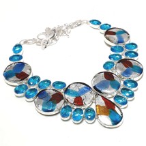 Dichroic Glass London Blue Topaz Gemstone Handmade Necklace Jewelry 18" SA 5169 - £11.91 GBP