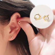 14K Gold Olive Ring Stud Earrings - S925 Silver, tiny, piercings, helix, elegant - £31.67 GBP