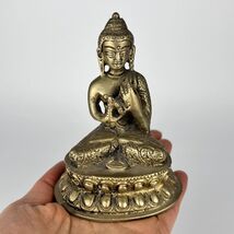 Antique Bronze Buddha Shakyamuni Bhumisparsha Ganesh Figure Statue Tibet... - $140.00