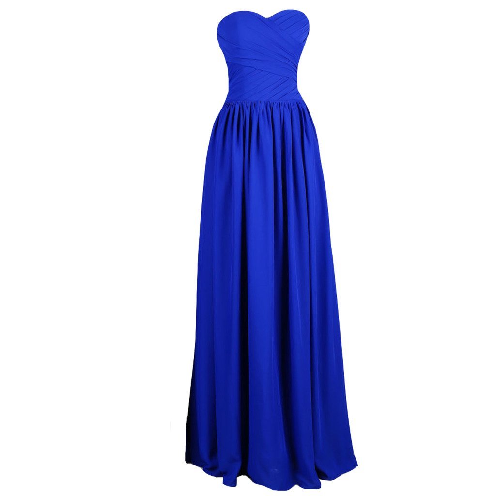 Kivary Women's Chiffon Sweetheart Criss Cross Royal Blue Long Prom Bridesmaid Dr