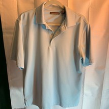 Cubavera Mens M ribbed Shirt Top Blue Polo Short Sleeve Half Button Golf - £8.52 GBP