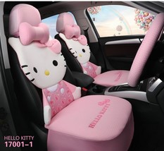 Hello Kitty Cartoon Car Seat Covers Set Universal Car Interior 4 Seasons Pink - £133.67 GBP