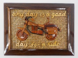 3-D WALL ART WOOD MOTORCYCLE ANY DAY IS A GOOD DAY FOR A RIDE WEAVE BACK... - £31.44 GBP